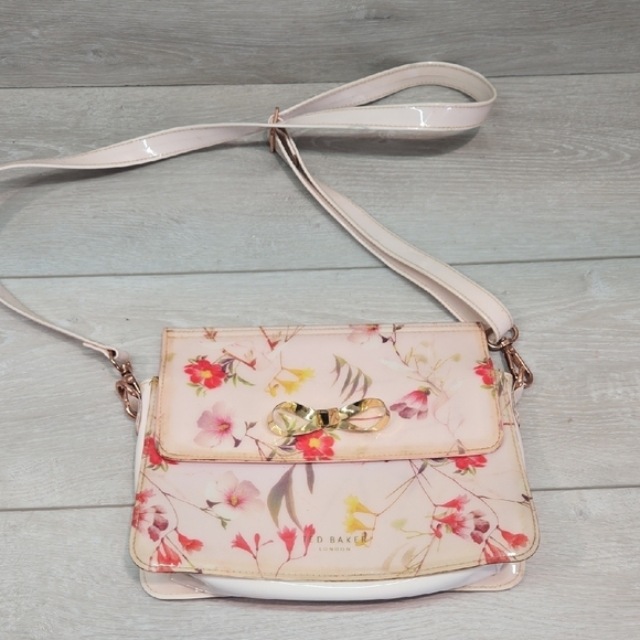 Ted Baker Handbags - Ted Baker Women Cream Crossbody Bag with Elegant Floral Design Tote